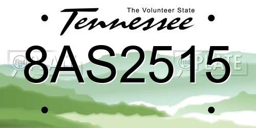 8AS2515 Tennessee License Plate