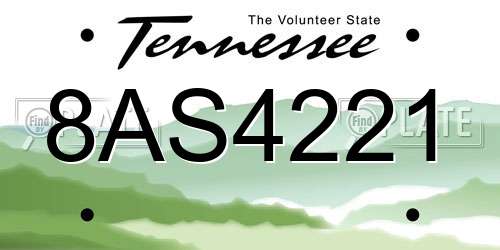 8AS4221 Tennessee License Plate
