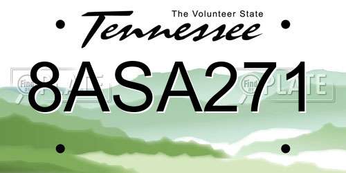 8ASA271 Tennessee License Plate