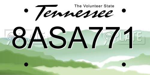 8ASA771 Tennessee License Plate