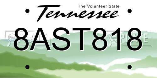 8AST818 Tennessee License Plate