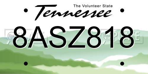 8ASZ818 Tennessee License Plate