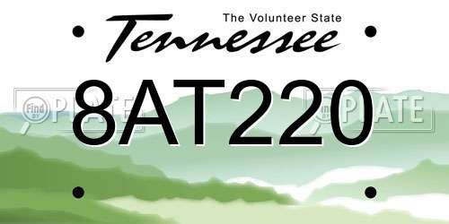 8AT220 Tennessee License Plate
