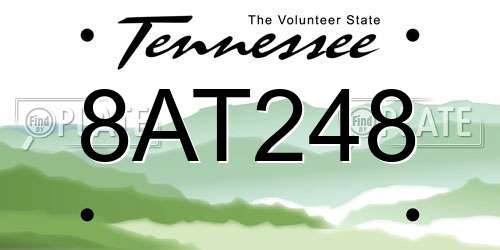 8AT248 Tennessee License Plate