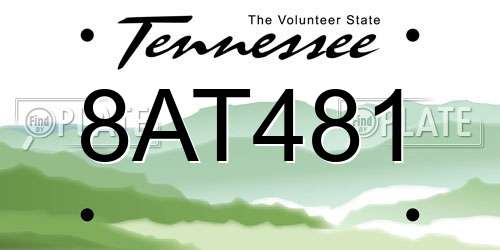 8AT481 Tennessee License Plate