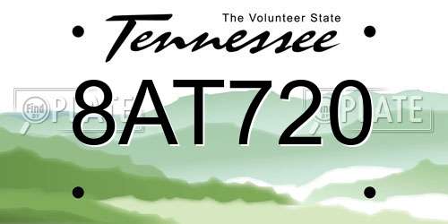 8AT720 Tennessee License Plate