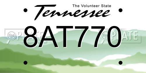 8AT770 Tennessee License Plate