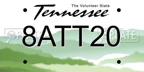 8ATT20 Tennessee License Plate