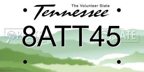 8ATT45 Tennessee License Plate