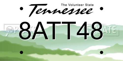 8ATT48 Tennessee License Plate