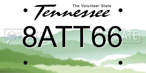 8ATT66 Tennessee License Plate
