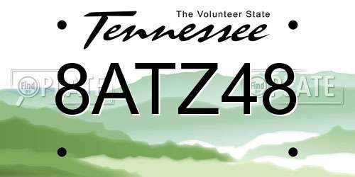 8ATZ48 Tennessee License Plate