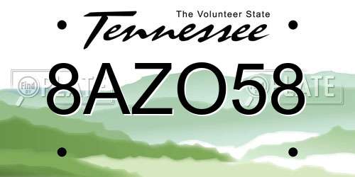8AZO58 Tennessee License Plate