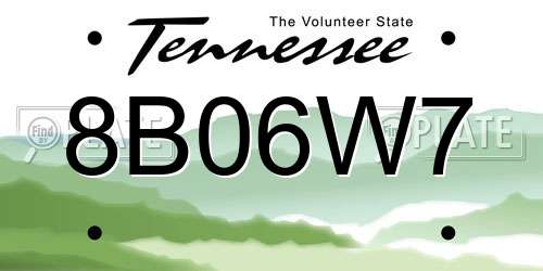 8B06W7 Tennessee License Plate