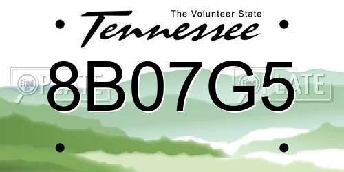 8B07G5 Tennessee License Plate