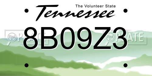8B09Z3 Tennessee License Plate