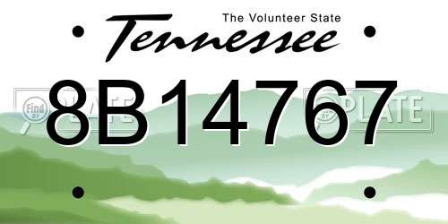 8B14767 Tennessee License Plate