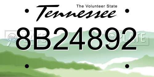 8B24892 Tennessee License Plate