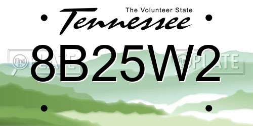 8B25W2 Tennessee License Plate