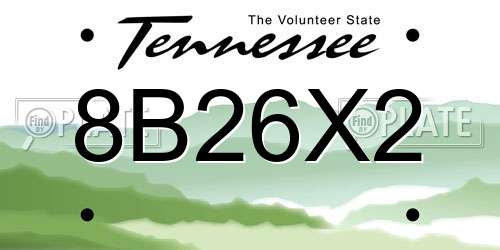 8B26X2 Tennessee License Plate