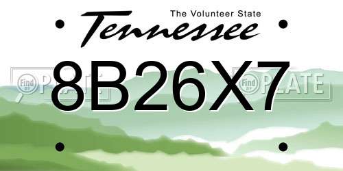 8B26X7 Tennessee License Plate