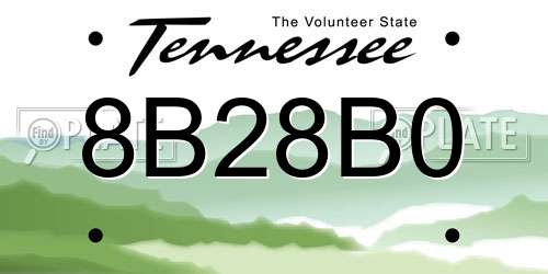 8B28B0 Tennessee License Plate