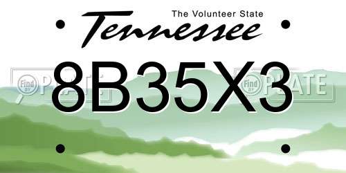 8B35X3 Tennessee License Plate