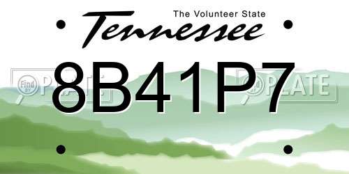 8B41P7 Tennessee License Plate