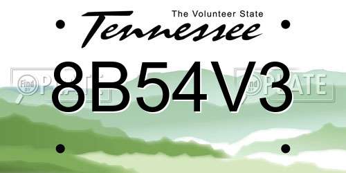 8B54V3 Tennessee License Plate
