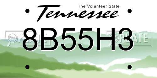 8B55H3 Tennessee License Plate