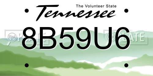 8B59U6 Tennessee License Plate