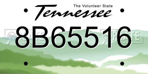 8B65516 Tennessee License Plate