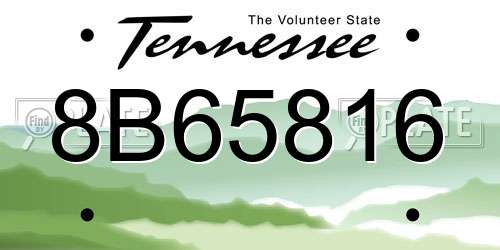 8B65816 Tennessee License Plate