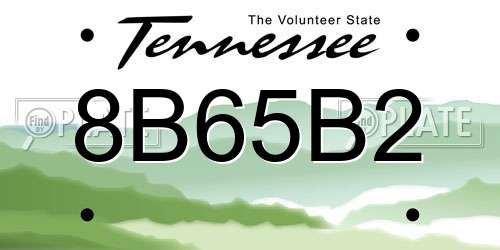 8B65B2 Tennessee License Plate