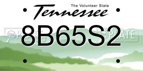 8B65S2 Tennessee License Plate