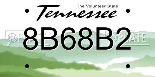 8B68B2 Tennessee License Plate