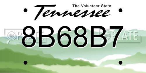 8B68B7 Tennessee License Plate
