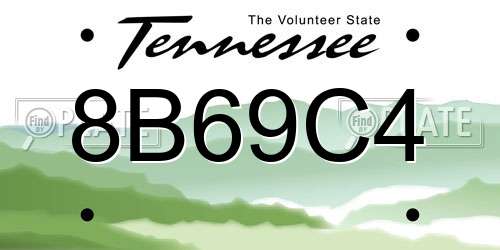 8B69C4 Tennessee License Plate