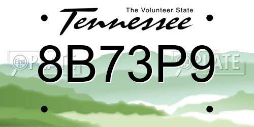8B73P9 Tennessee License Plate