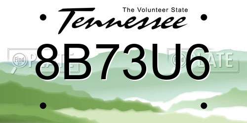 8B73U6 Tennessee License Plate