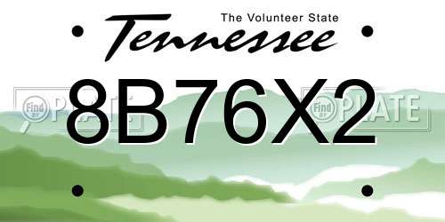8B76X2 Tennessee License Plate