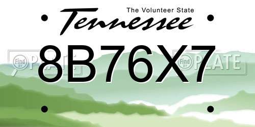 8B76X7 Tennessee License Plate