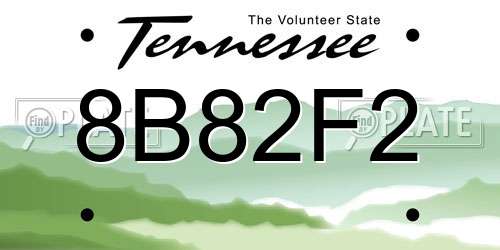 8B82F2 Tennessee License Plate