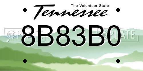 8B83B0 Tennessee License Plate