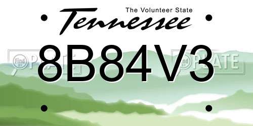 8B84V3 Tennessee License Plate