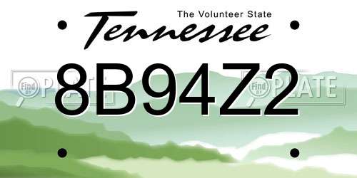 8B94Z2 Tennessee License Plate