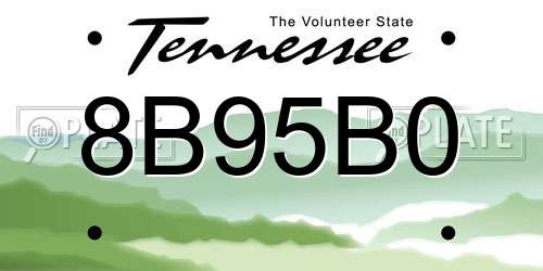 8B95B0 Tennessee License Plate