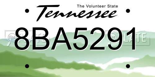 8BA5291 Tennessee License Plate