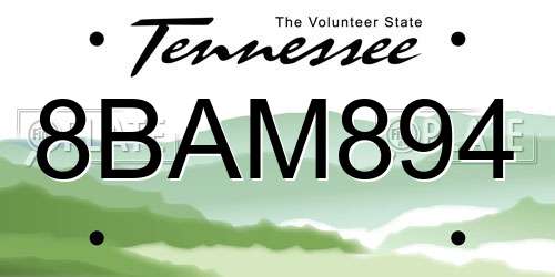 8BAM894 Tennessee License Plate