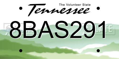 8BAS291 Tennessee License Plate